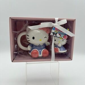Sanrio Hello Kitty Blue Sky Mug &‎ Figurine Set Pink Bow NWT Valentines